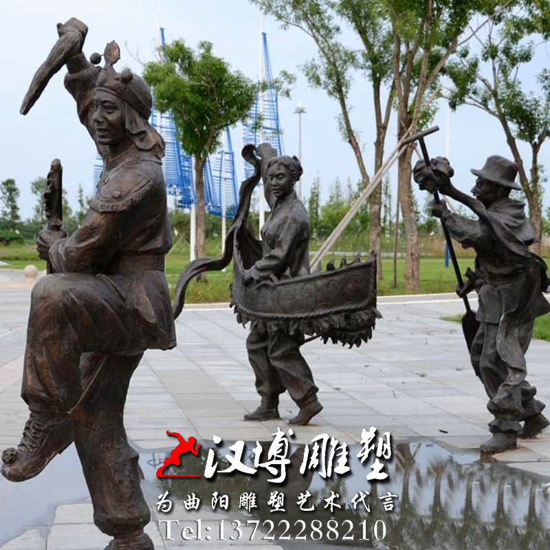 扭秧歌人物雕像,玻璃钢铜雕,铸铜雕塑加工厂
