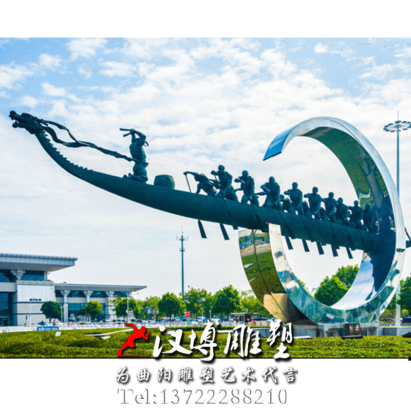 龙舟雕塑,玻璃钢铜雕,人物雕像