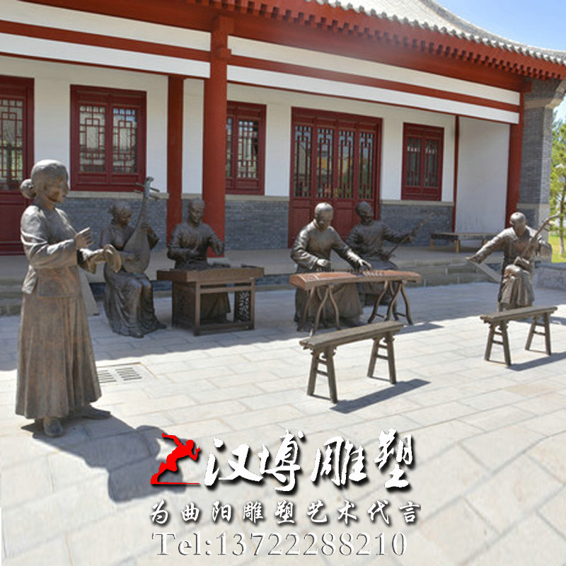 玻璃钢铜雕,陕北板书雕像,民俗文化雕塑