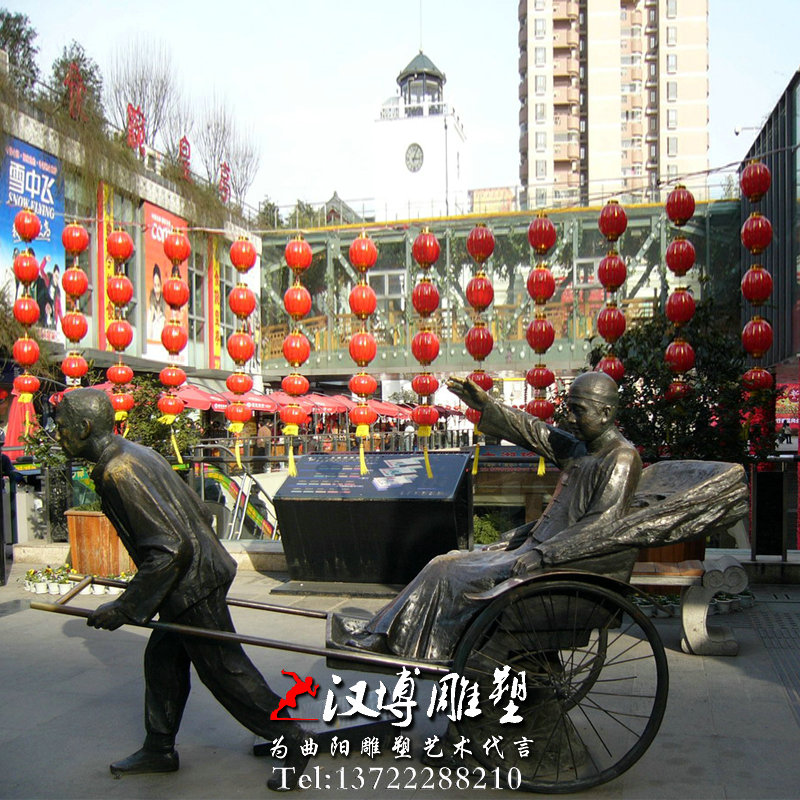 人力拉车雕塑,人物雕像,玻璃钢铜雕