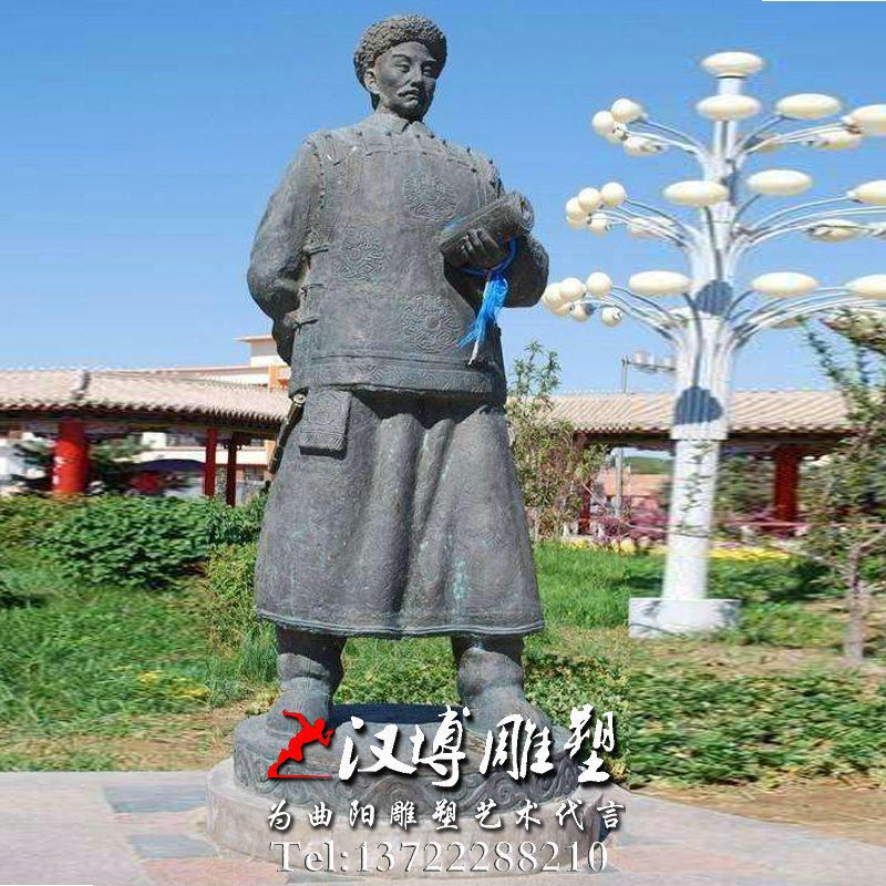 清代蒙古族人物雕像,民俗文化雕塑,玻璃钢铜雕