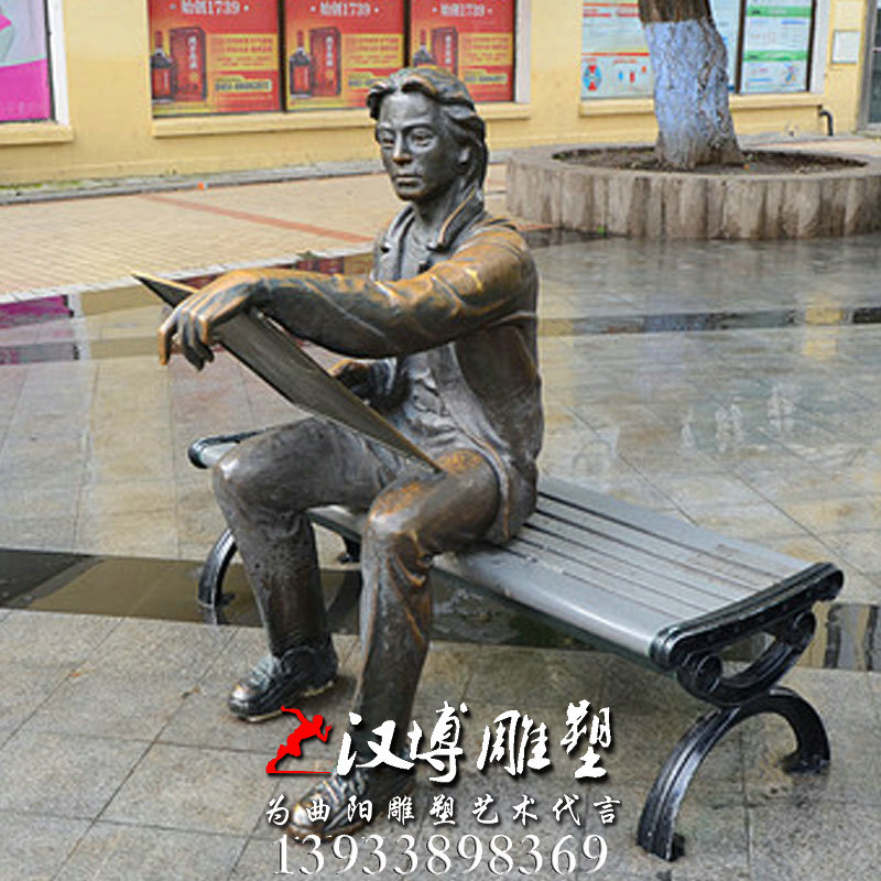 男人画画雕像,玻璃钢铜雕,绘画雕塑
