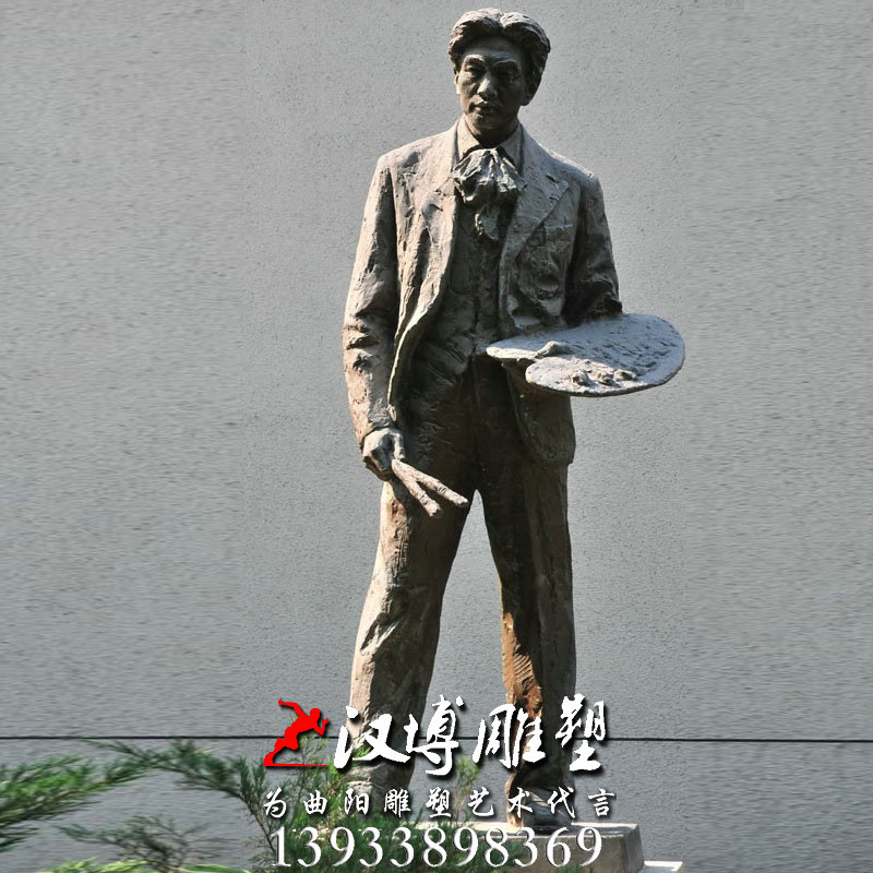 玻璃钢铜雕,画家人物雕像,公园雕塑
