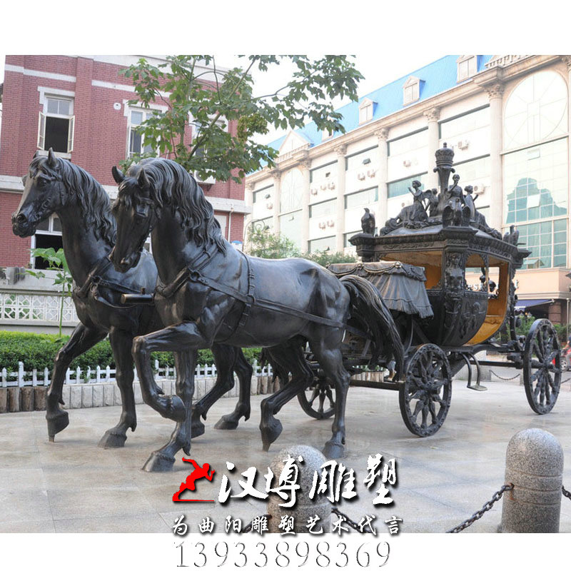街头马车雕塑,玻璃钢铜雕,园林景观雕塑