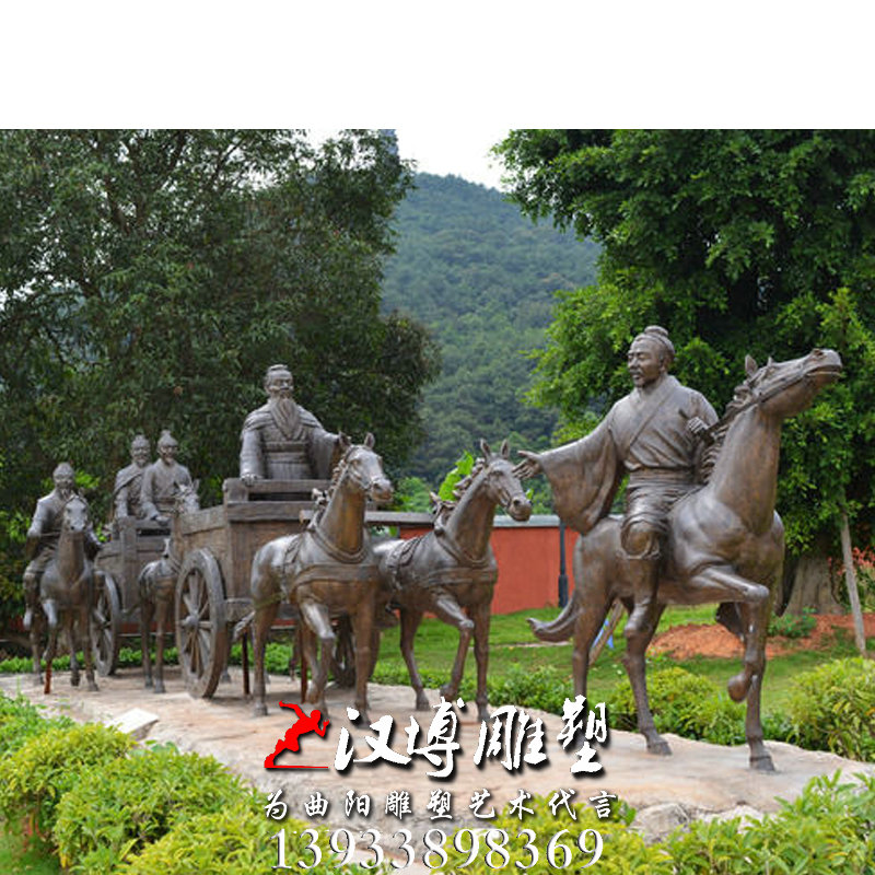 马车雕塑,玻璃钢铜雕,园林雕塑