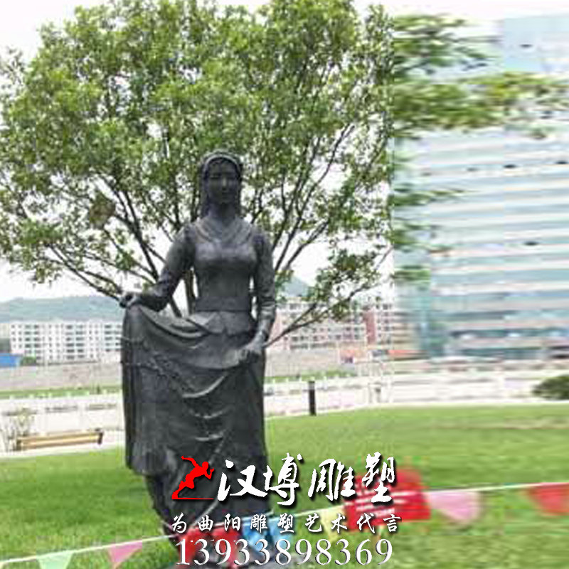 彝族少女雕塑,人物雕像,玻璃钢铜雕