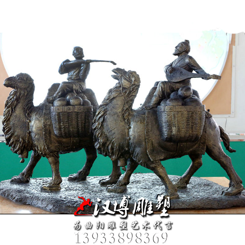 古代胡人雕像,丝绸之路雕塑,玻璃钢铜雕