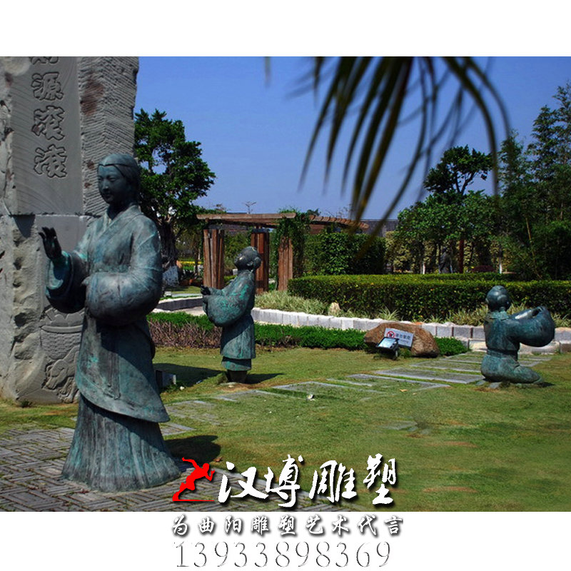 孟母三迁雕塑,玻璃钢铜雕,神话故事雕塑