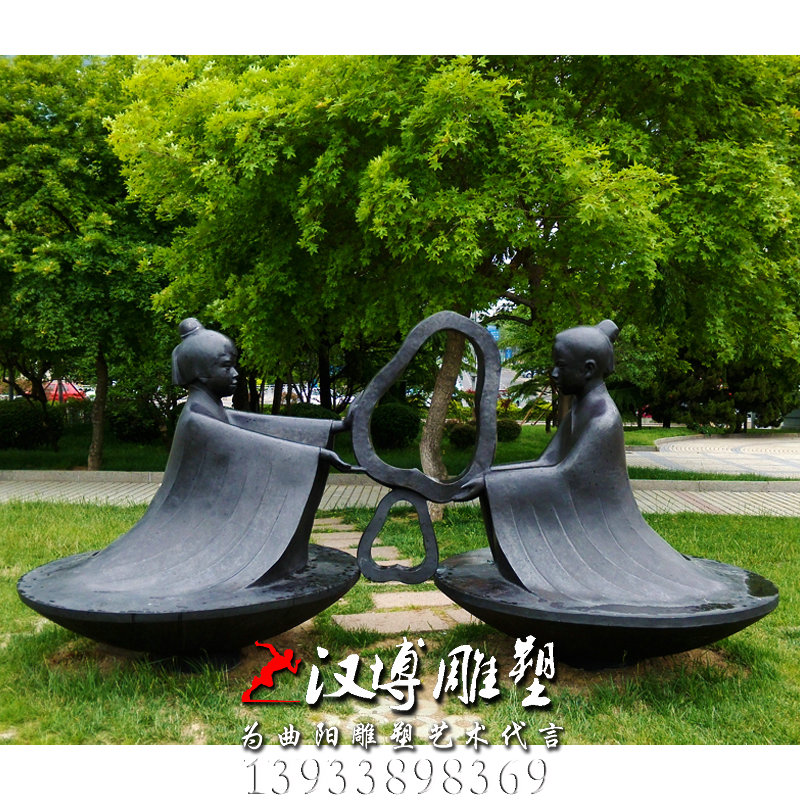 玻璃钢铜雕,孔融让梨雕塑,人物雕像