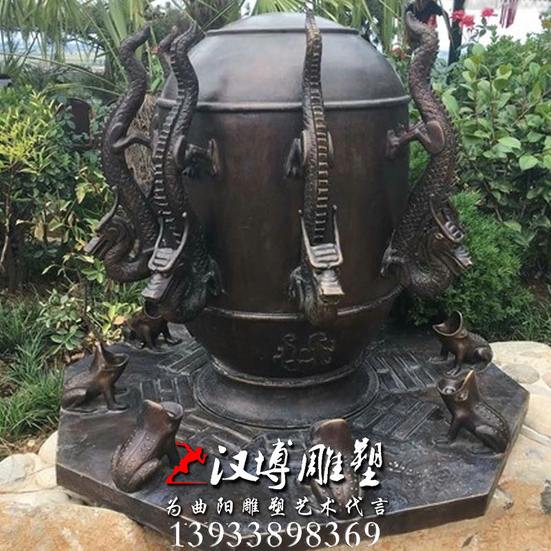 地震仪雕塑,玻璃钢铜雕,户外园林雕塑