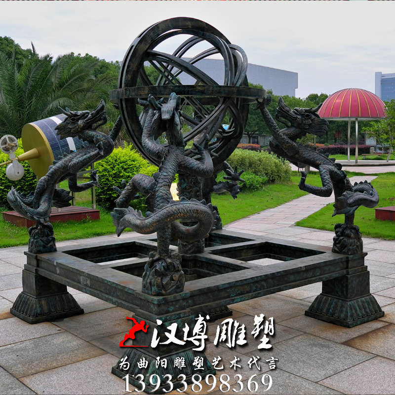 地动仪雕塑,玻璃钢铜雕,学校建筑雕塑