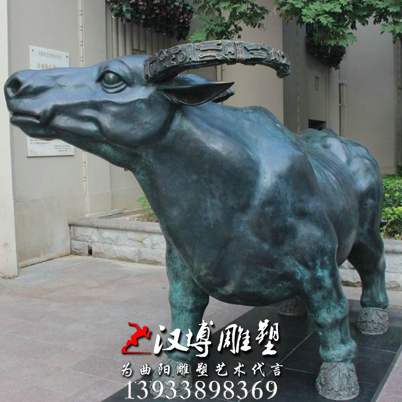 石牛雕像,玻璃钢铜雕,户外园林雕塑