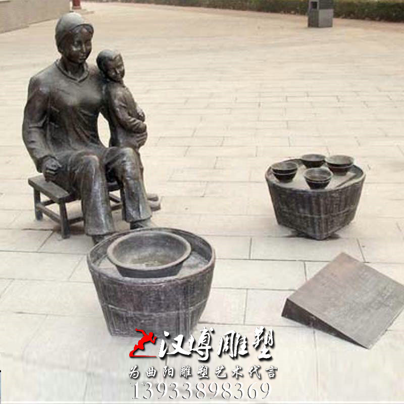 卖茶水人物雕像,玻璃钢铜雕,民俗文化雕塑