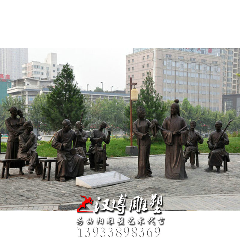 玻璃钢铜雕,音乐人物雕像,户外园林雕塑