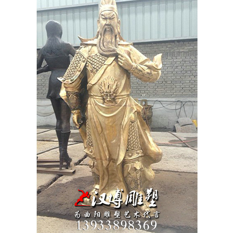 玻璃钢铜雕,关羽人物雕像,户外园林雕塑