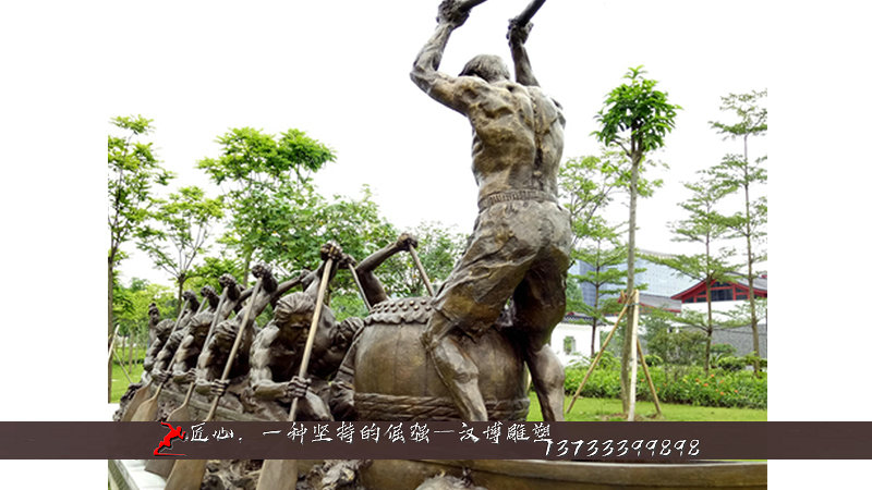 铸铜雕塑,铸铜人物雕像,赛龙舟人物铜雕