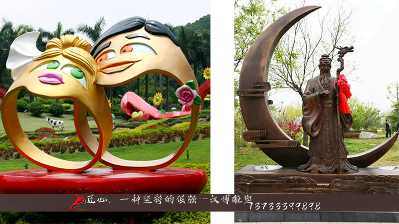 爱情对戒雕塑,月老人物铜雕,园林景观雕塑