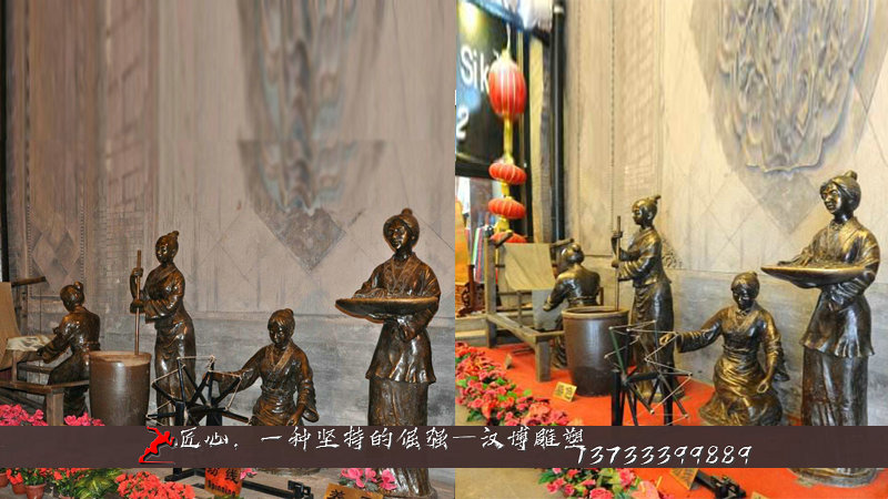 铸铜人物雕像,纯铜雕塑,纺织雕塑定制