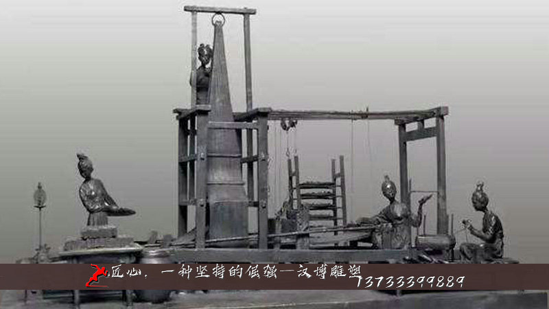 铸铜雕塑,纺织人物雕像,纯铜景观铜雕