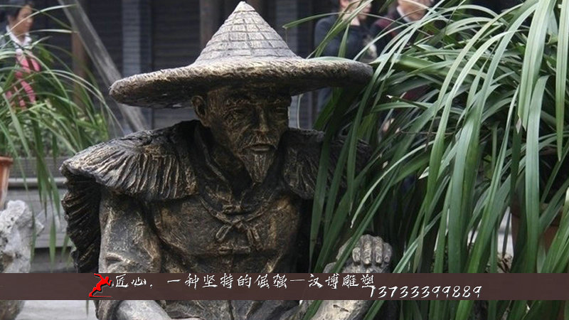 铸铜人物雕像,钓鱼景观铜雕,纯铜雕塑