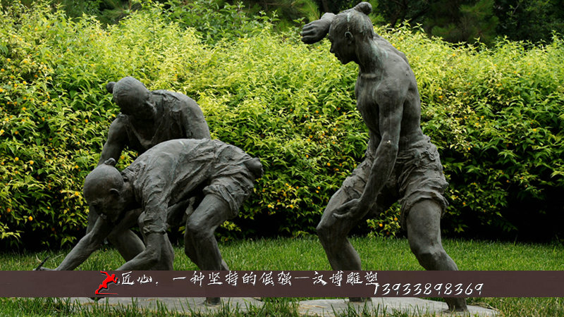 铸铜人物雕像,插秧人物铜雕,铸铜雕塑