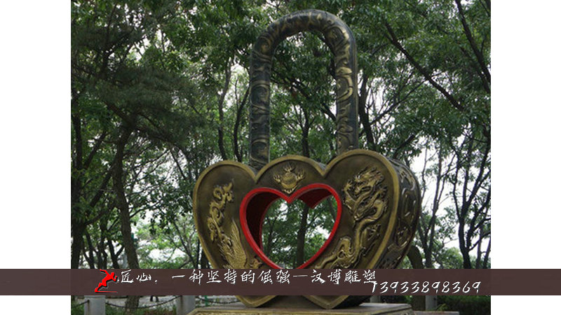 铸铜雕塑,同心锁雕像,大型艺术品铜雕