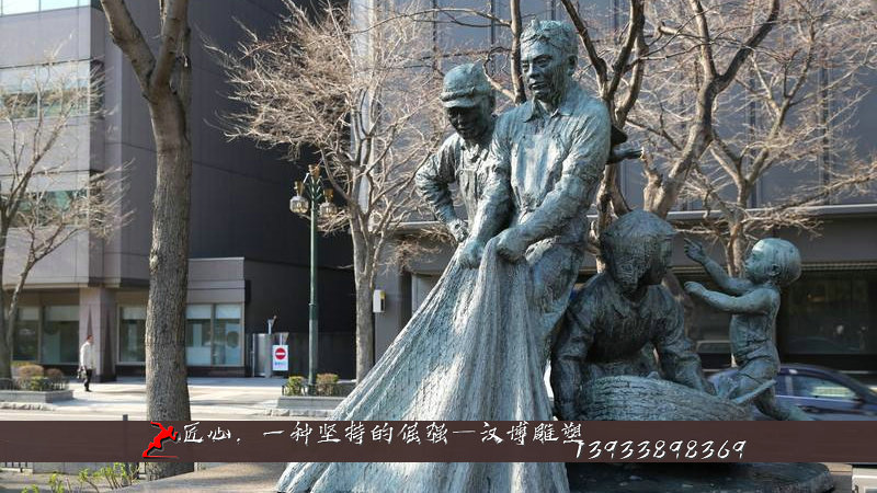 铸铜人物雕塑,渔民雕像,大型铜雕定制