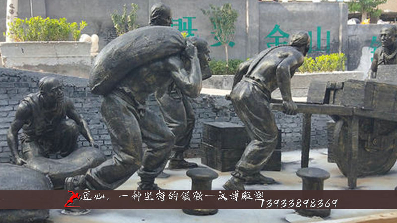 铸铜人物雕塑,纯铜雕像,码头景观铜雕