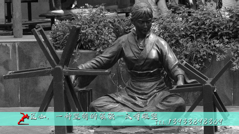 铸铜人物雕塑,黄铜雕像,织布女铜雕
